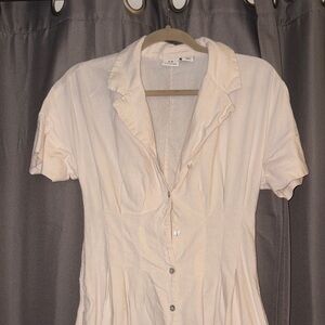 Cream Button-Up Ruffle  dress